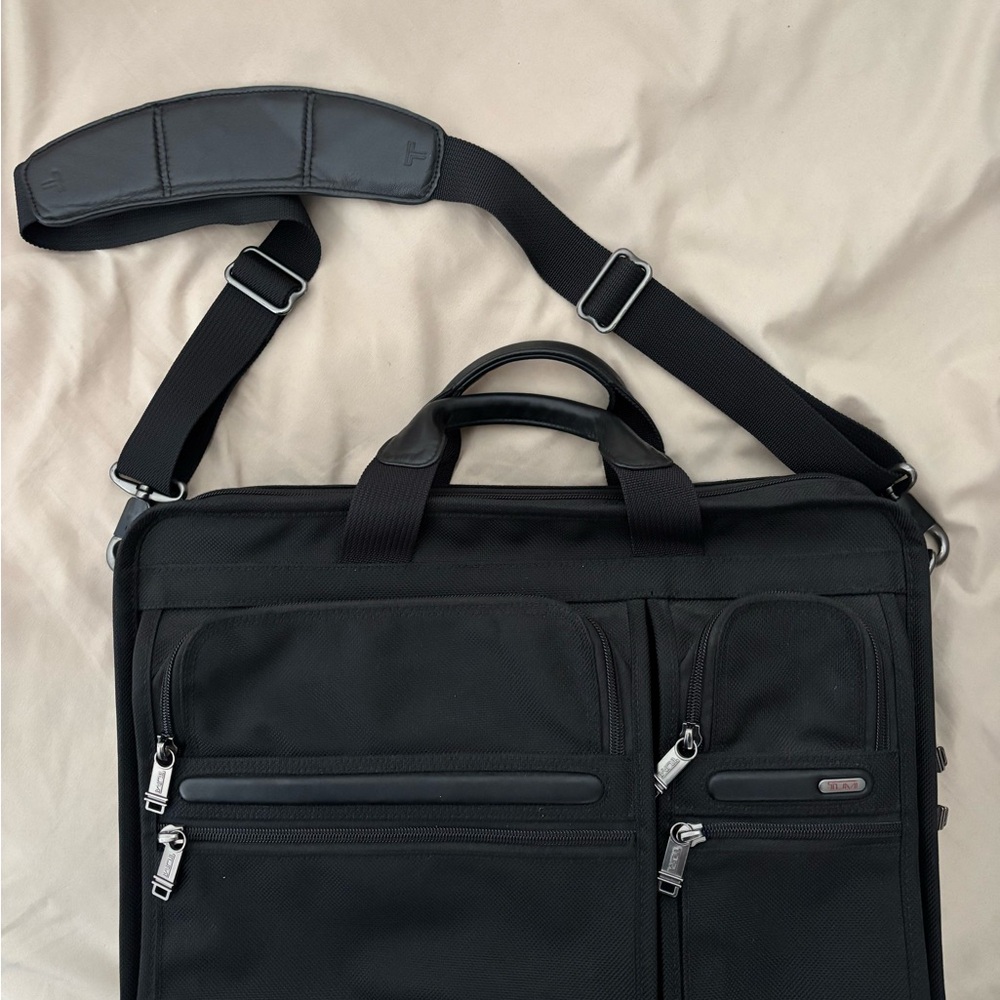 TUMI Alpha 2 Briefcase Laptop Bag Black FXT Ballistic Nylon w/ Shoulder Strap